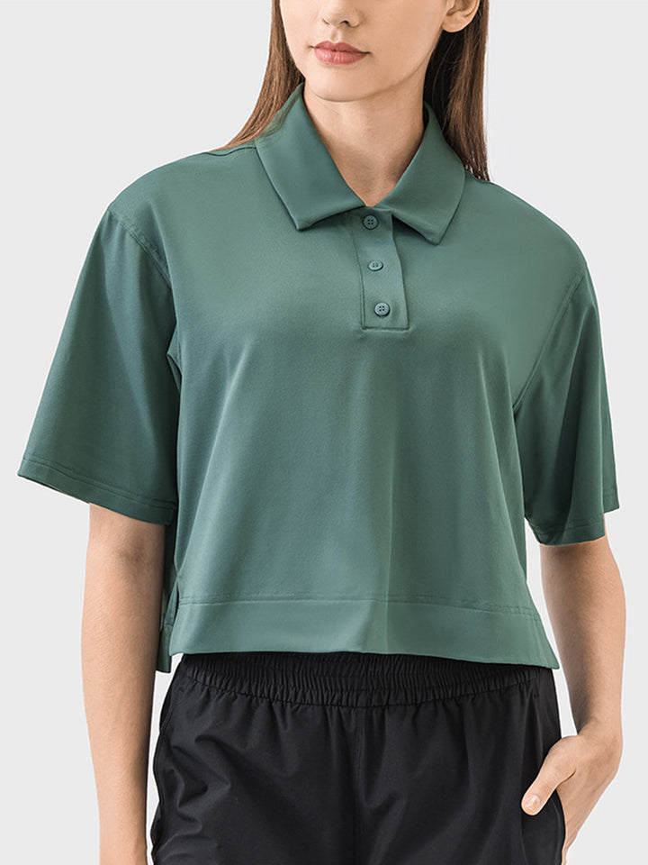 Half Button Short Sleeve Active T-Shirt