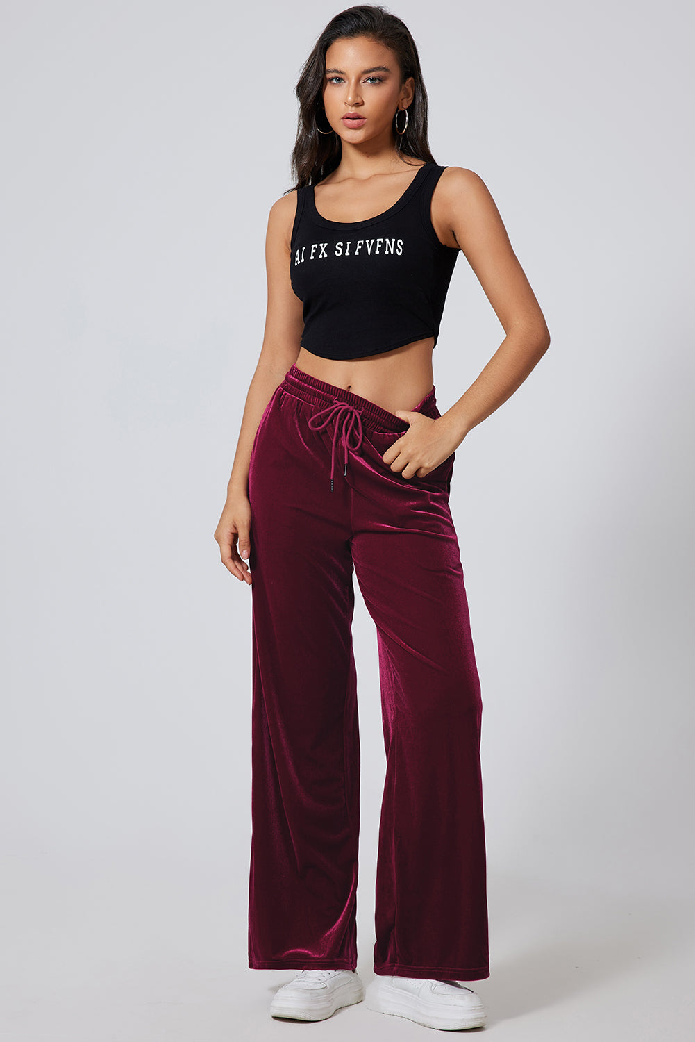 Soft Drawstring Wide Leg Active Pants