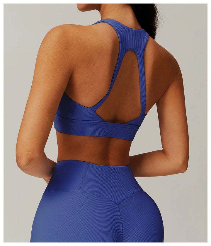 Sexy Back Ribbed Tight Sports Bra