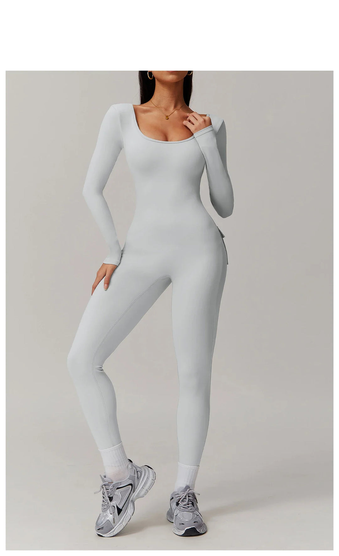 Long Sleeve Sexy Back U Jumpsuit