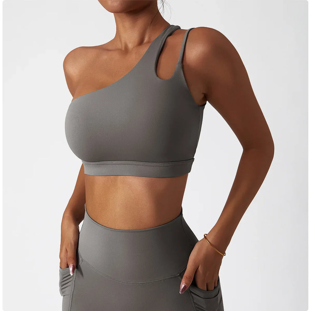 Oblique Shoulder Yoga Sport Bra