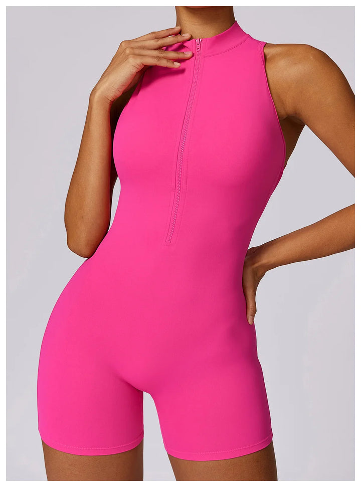 Stretch Training Zipper Sportswear Jumpsuit