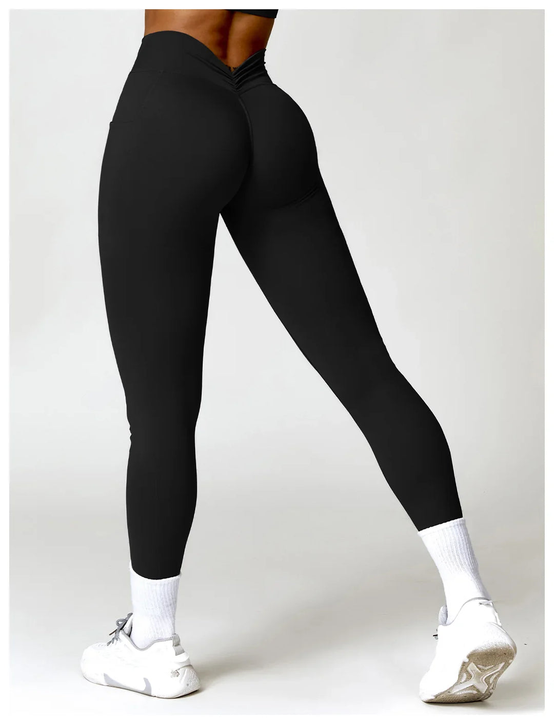 Nylon Back Booty High Waist Scrunch Butt Leggings