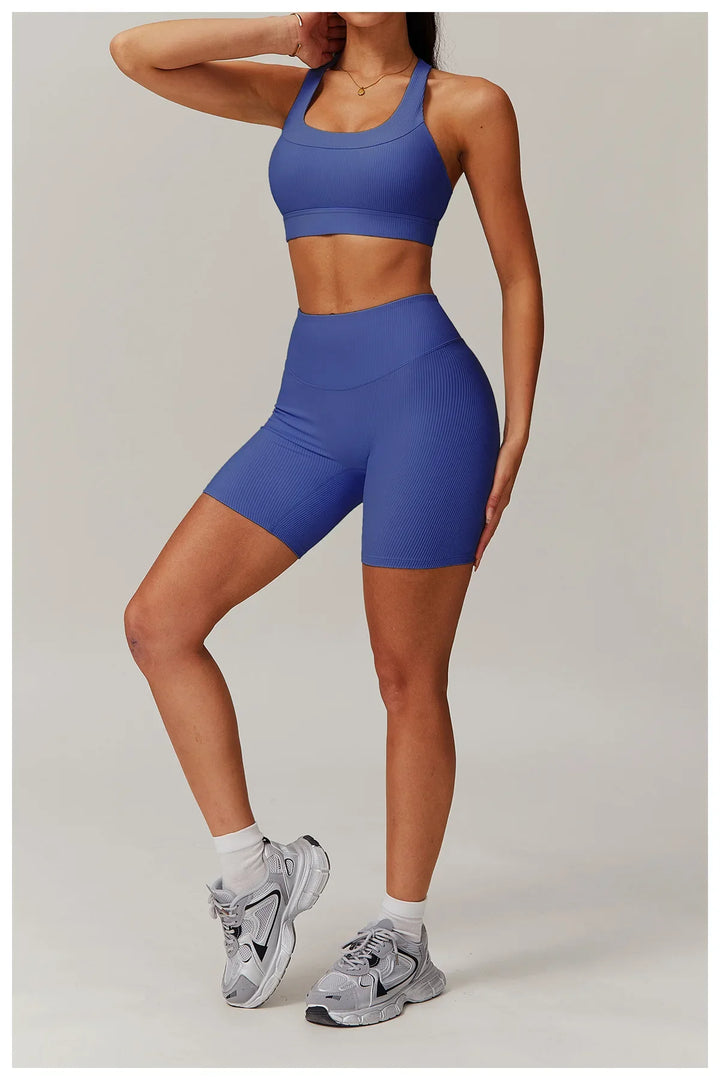 Ribbed Two Piece Gym Tracksuits Set