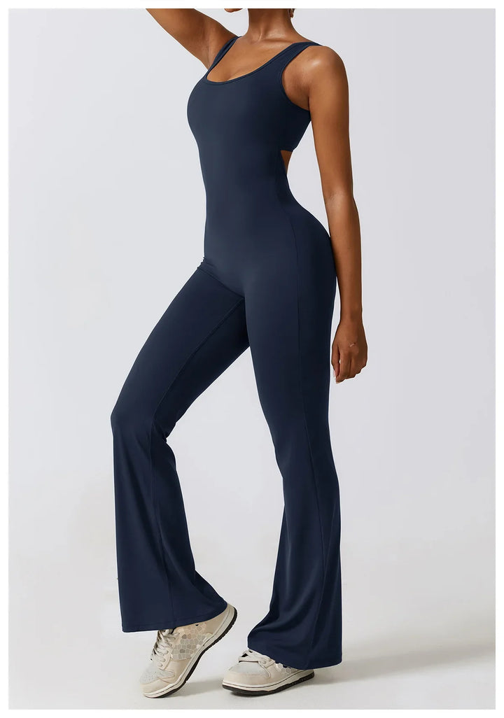 One-Piece Stretch V Back Jumpsuit