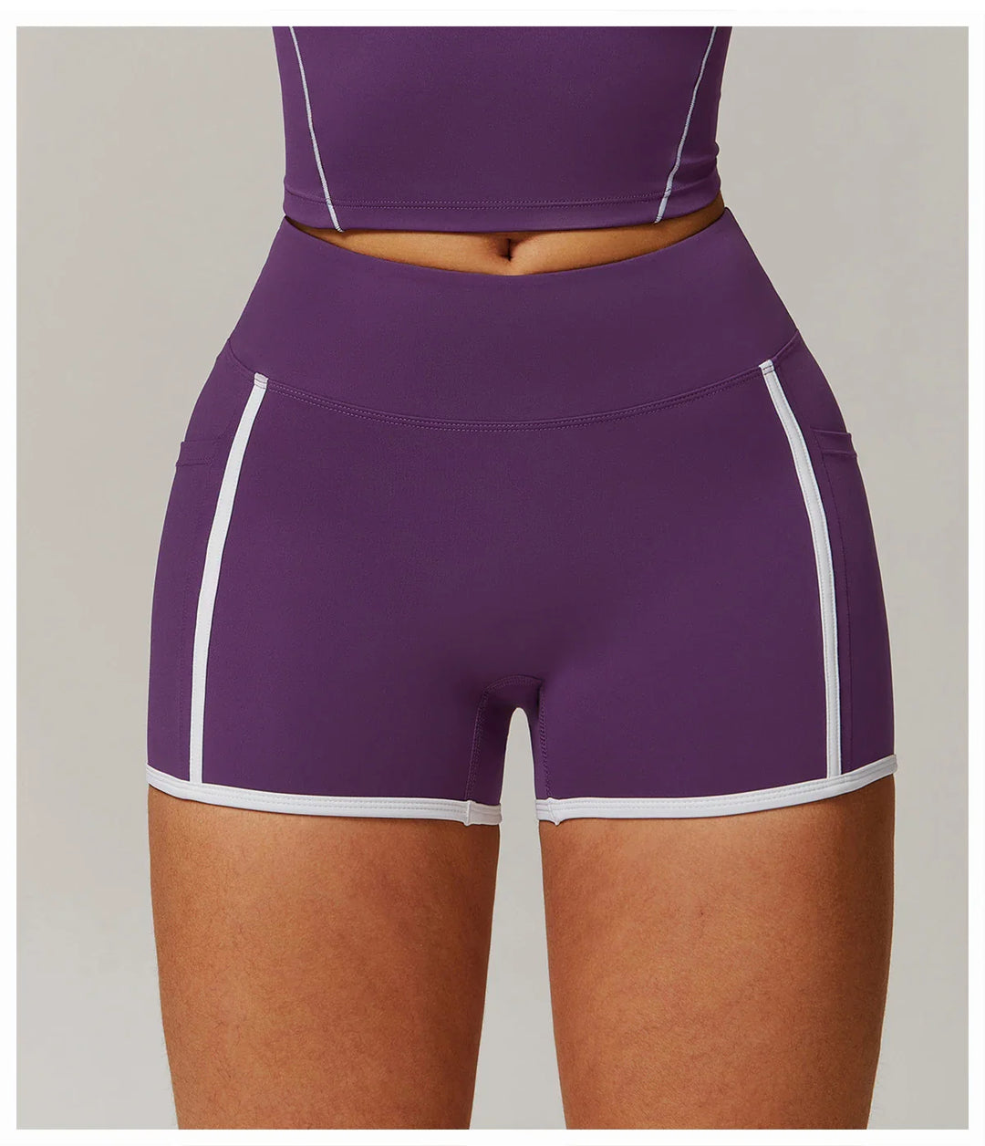 Elastic Yoga Shorts High Waist With pocket