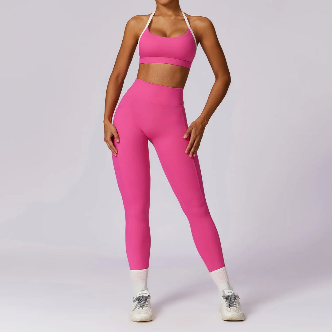 Tracksuit Push Up Sport Bra with High waist Leggings 2PCS Set