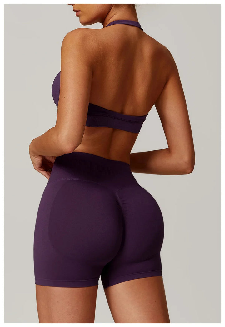 Seamless Halter Open Back Sports Bra