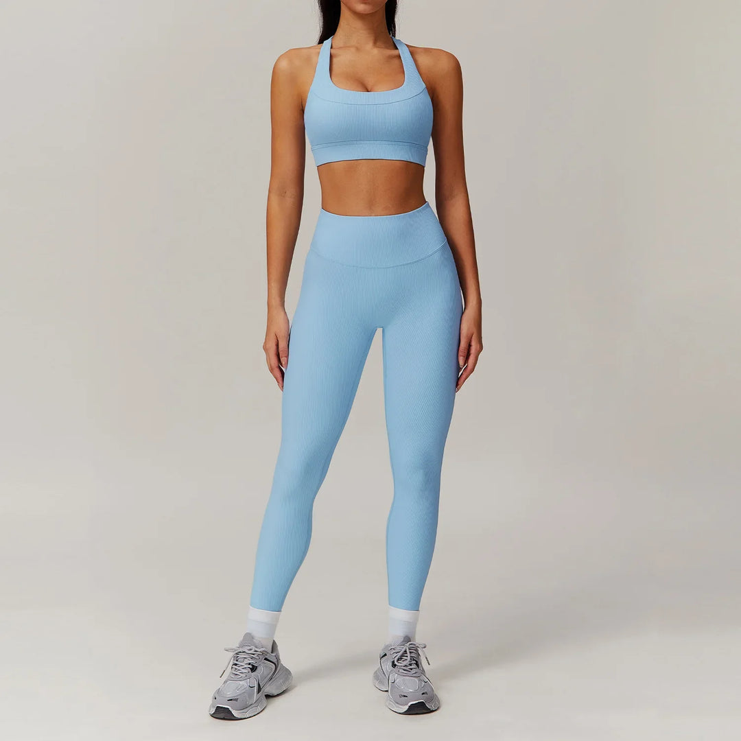 Ribbed Two Piece Gym Tracksuits Set