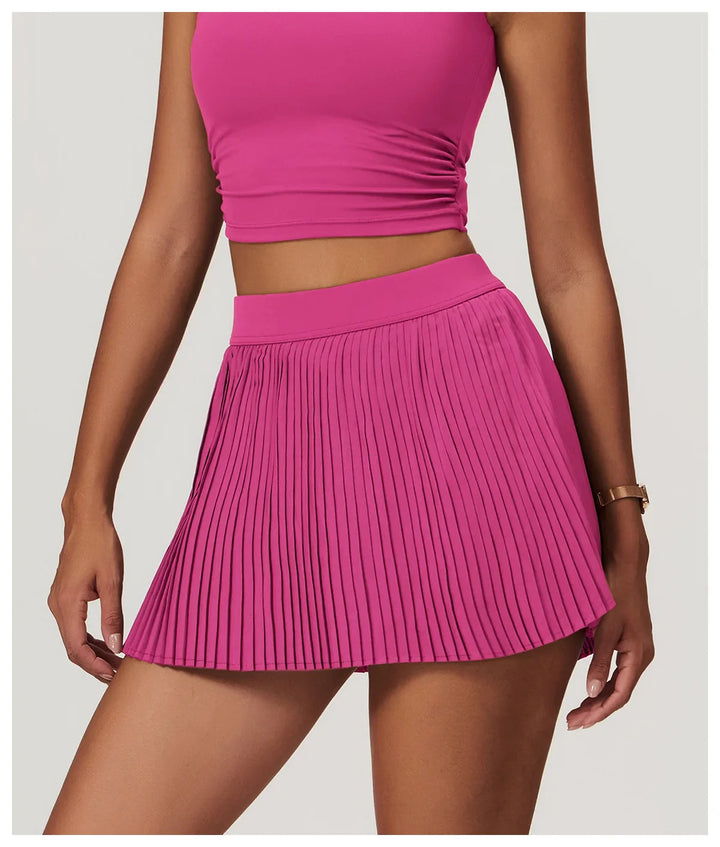 High Waist Women Pleated  Pocketed Tennis Short Skirts