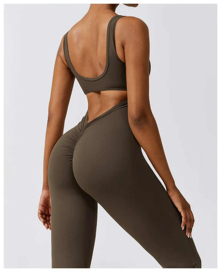 One-Piece Stretch V Back Jumpsuit