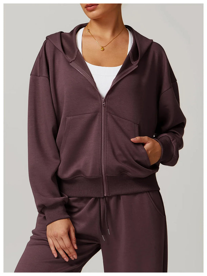 Solid Long Sleeve Hoodies Loose Jacket