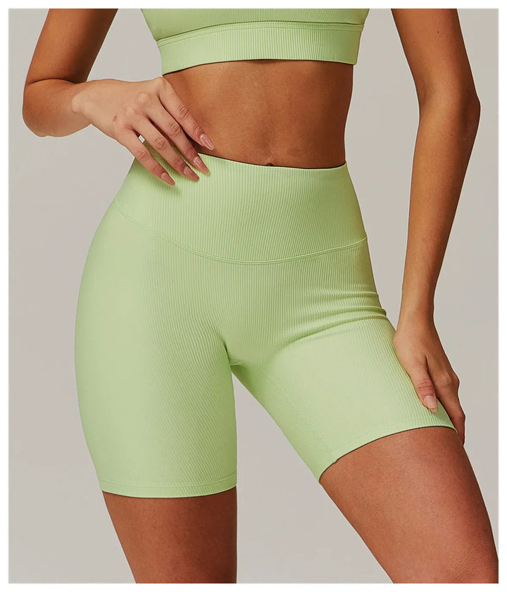 Ribbed High Waist Scrunch Butt Yoga Shorts