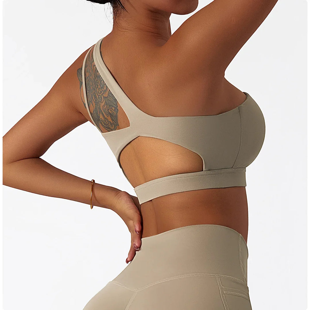 Oblique Shoulder Yoga Sport Bra