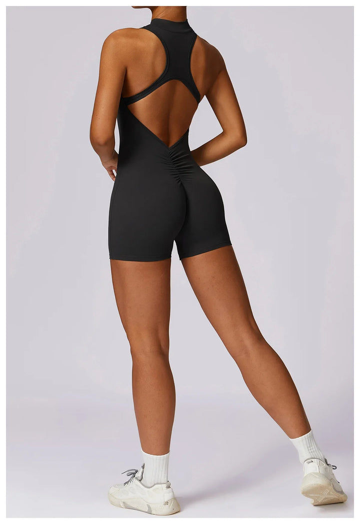 Stretch Training Zipper Sportswear Jumpsuit