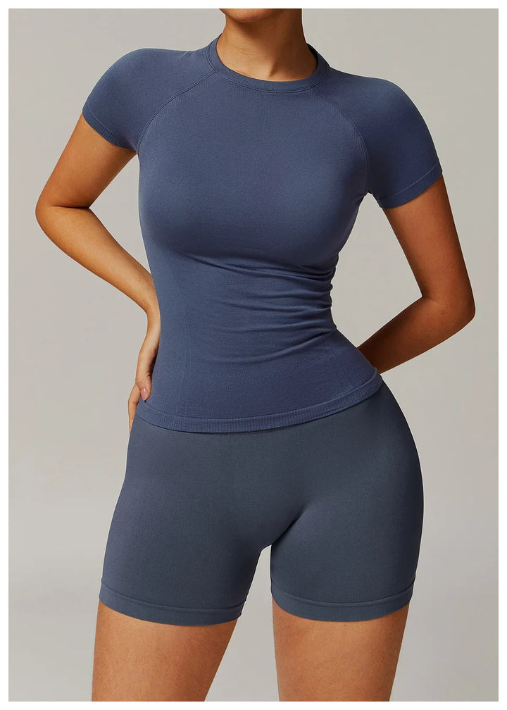 Seamless Yoga Short Sleeve Sports T Shirts