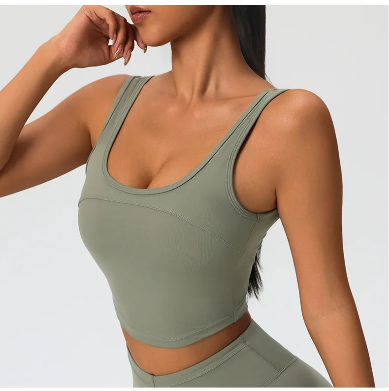 Workout Push Up Crop Elastic Padded Sports Bra