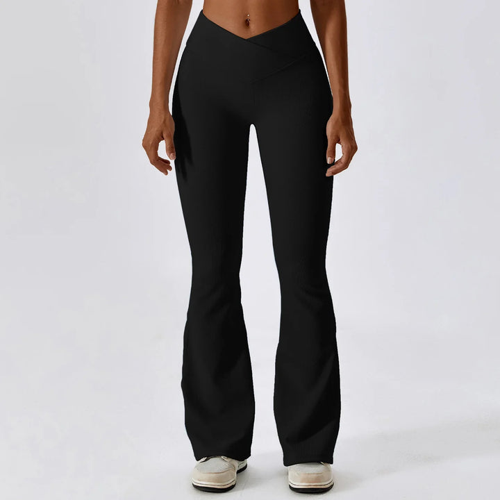 Cross Waist Head  High Waist Fitness Flare Leggings