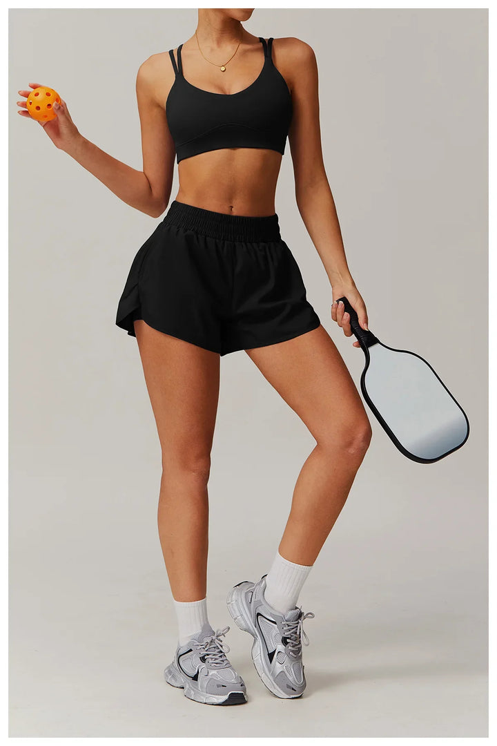 Elastic Sports Shorts With Pockets