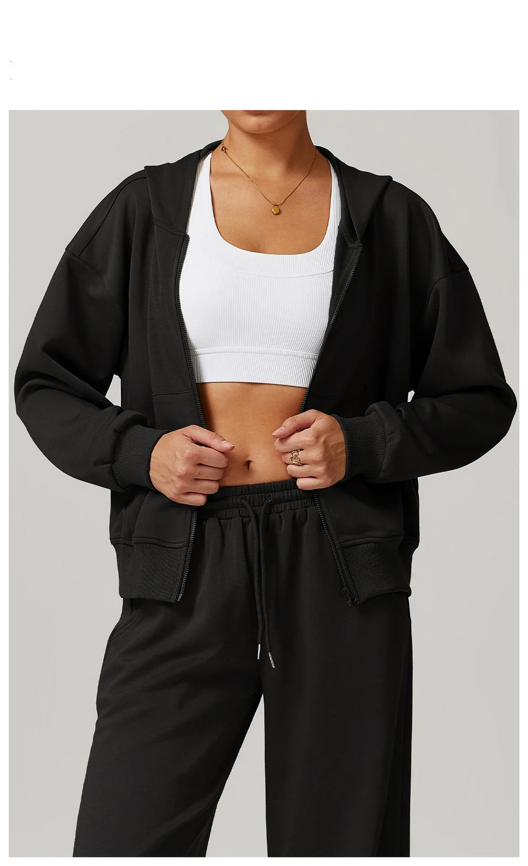 Solid Long Sleeve Hoodies Loose Jacket