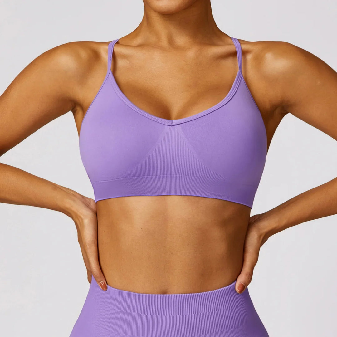 Cross Strap Push Up Seamless Sport Bra