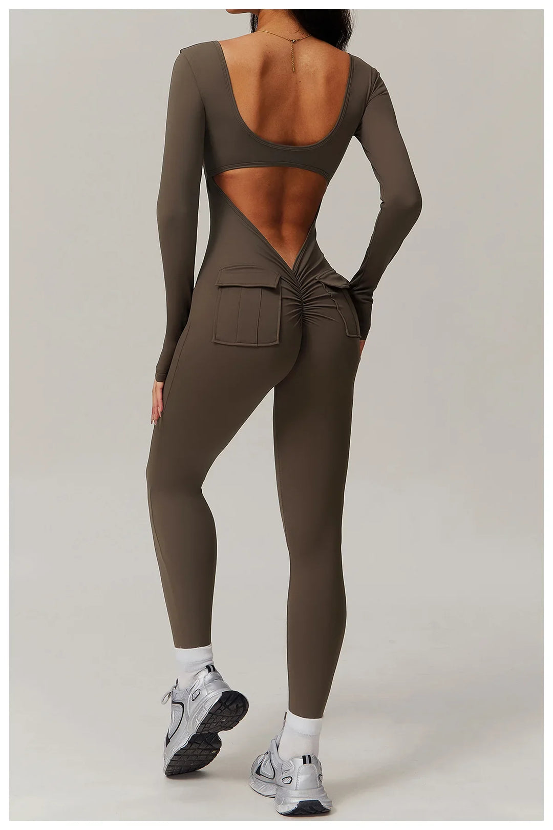 Long Sleeve Sexy Back U Jumpsuit