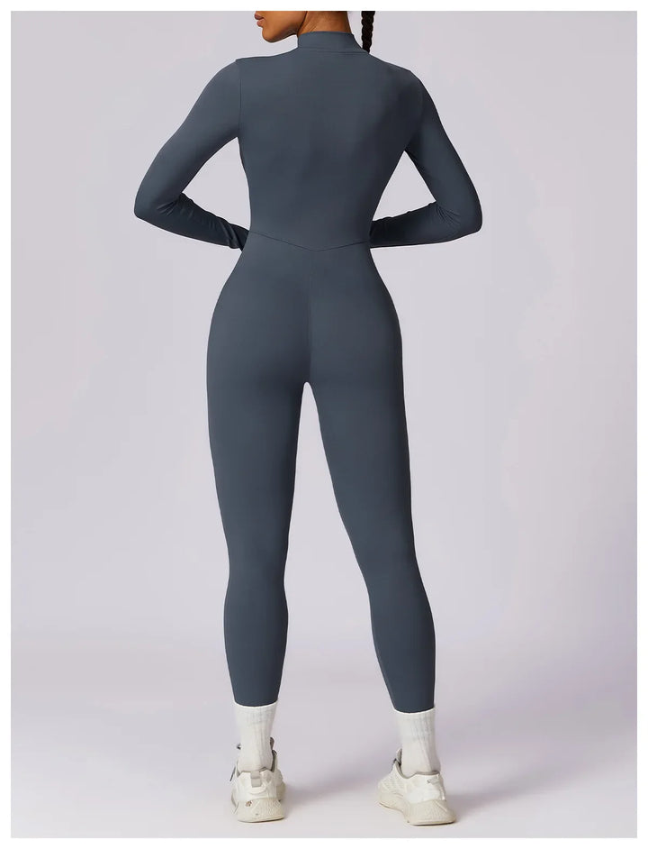 Long Sleeved Zipper Training Jumpsuit