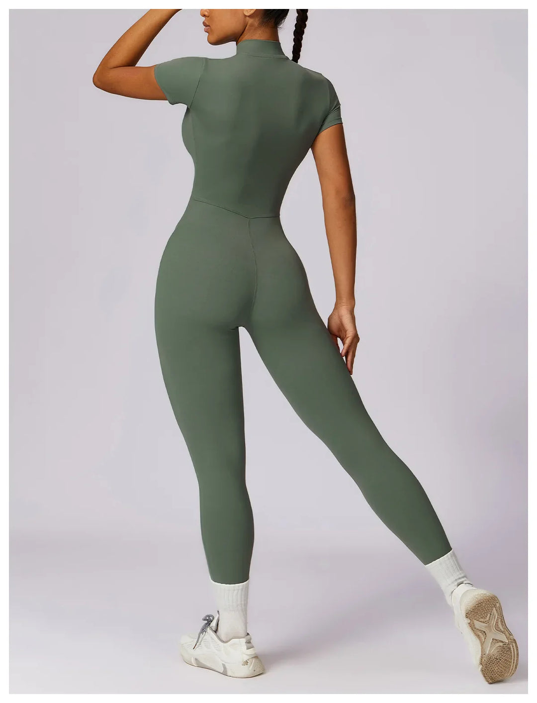 Tracksuit One-Piece Zipper Short Sleeve  Jumpsuits