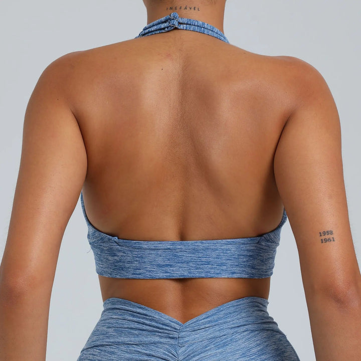 Tie dyed Pushup Backless Tight Halter Sports Bra