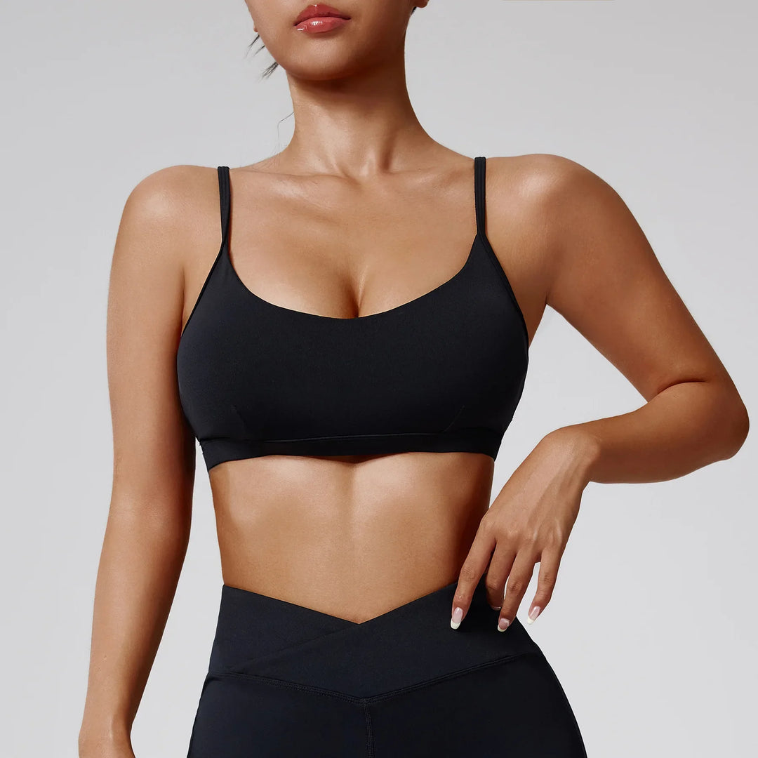 Nude Feeling Cross Strap Elastic Sports Bra