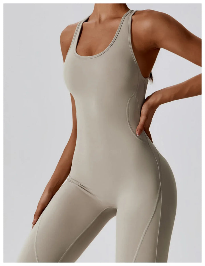 Sleeveles V Back Yoga Jumpsuit