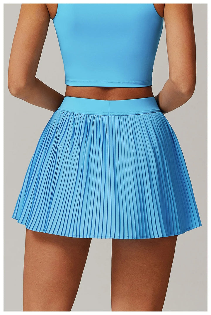 High Waist Women Pleated  Pocketed Tennis Short Skirts