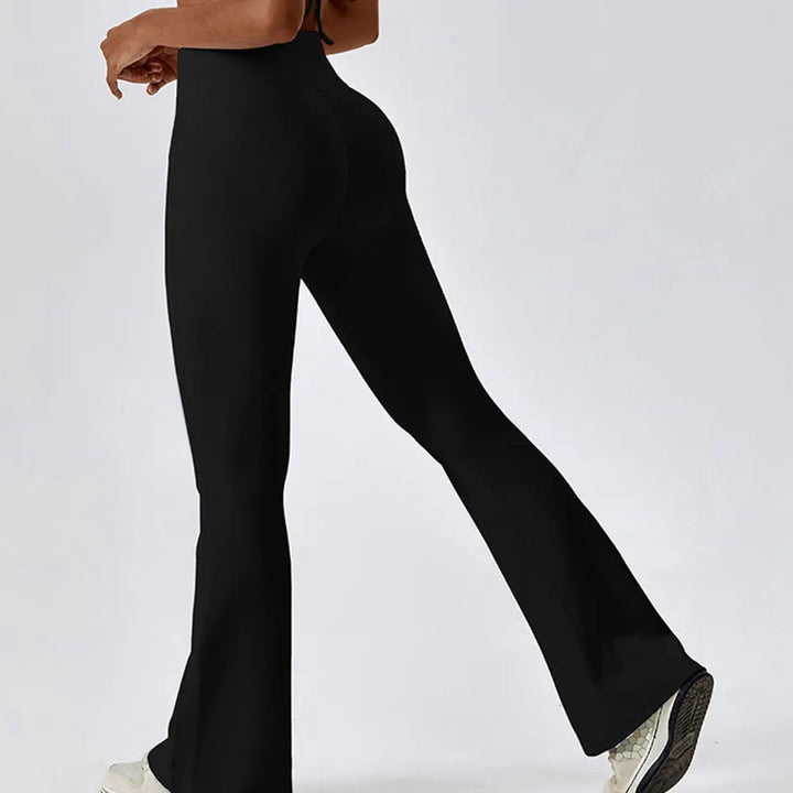 Cross Waist Head  High Waist Fitness Flare Leggings