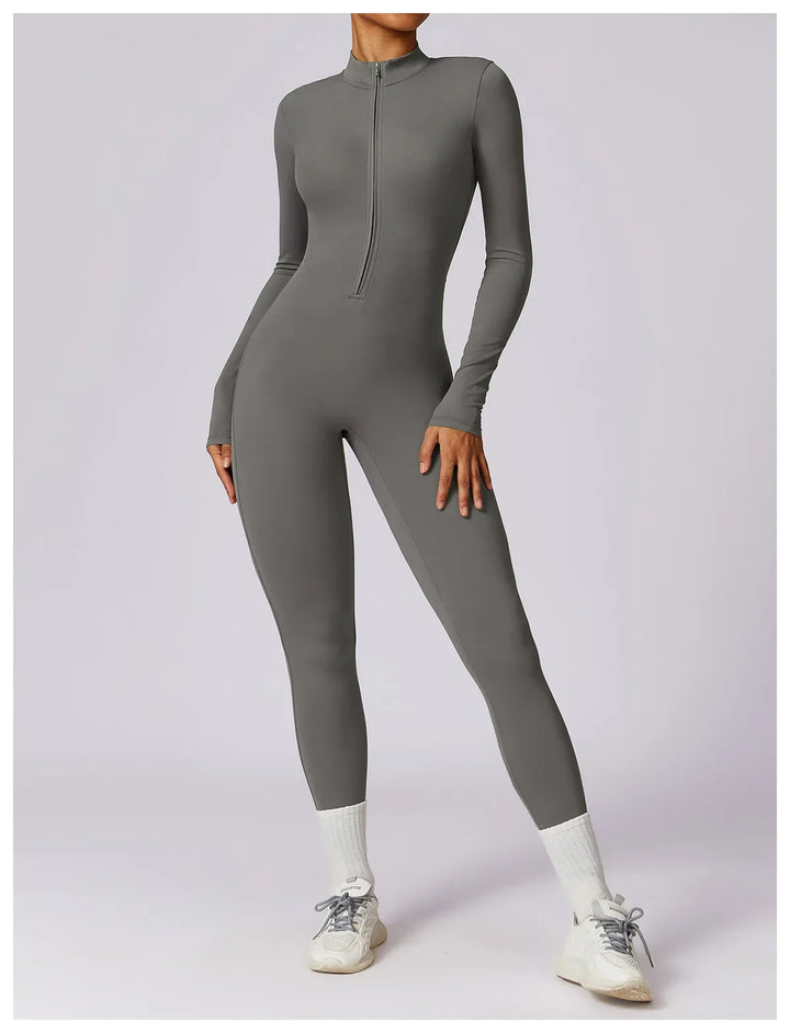 Long Sleeved Zipper Training Jumpsuit