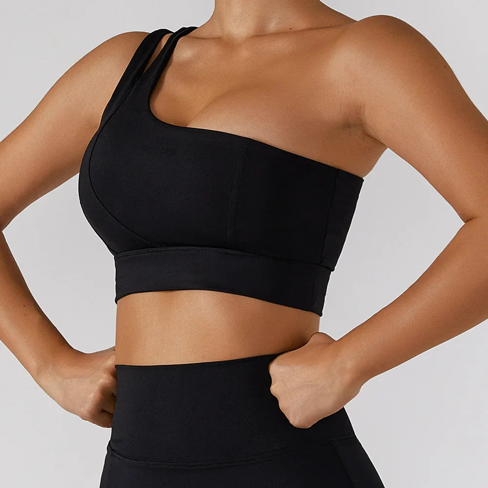 High Stretch Comfy One-Shoulder Sports Bra