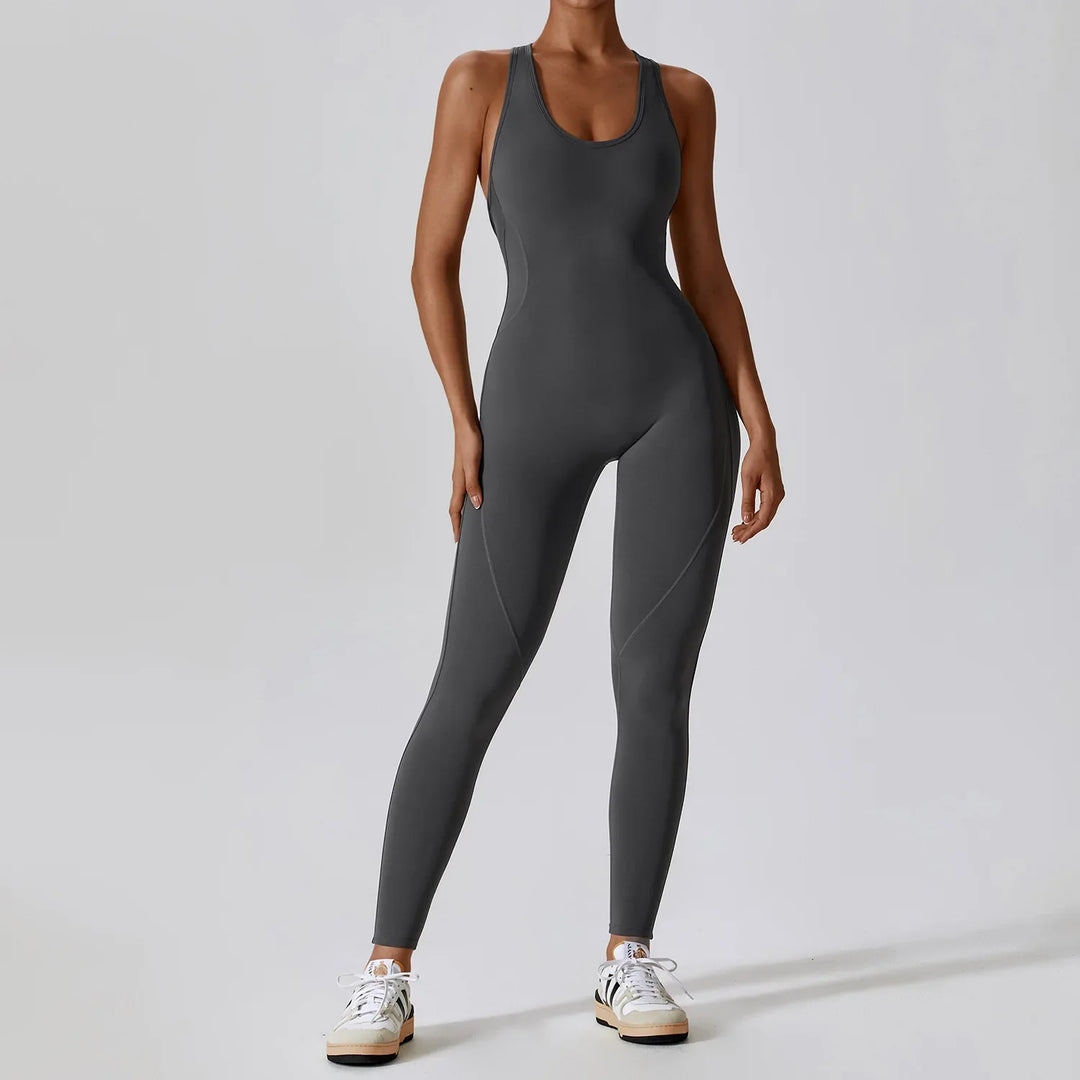 Sleeveles V Back Yoga Jumpsuit