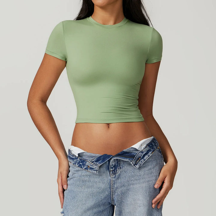 Sexy Yoga Short Sleeve Tight T-shirt