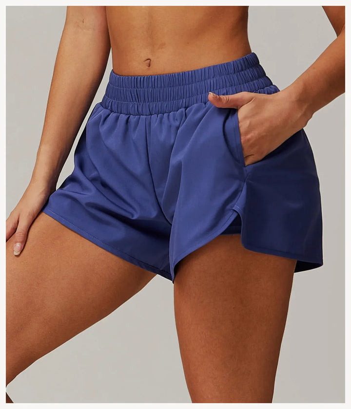 Elastic Sports Shorts With Pockets