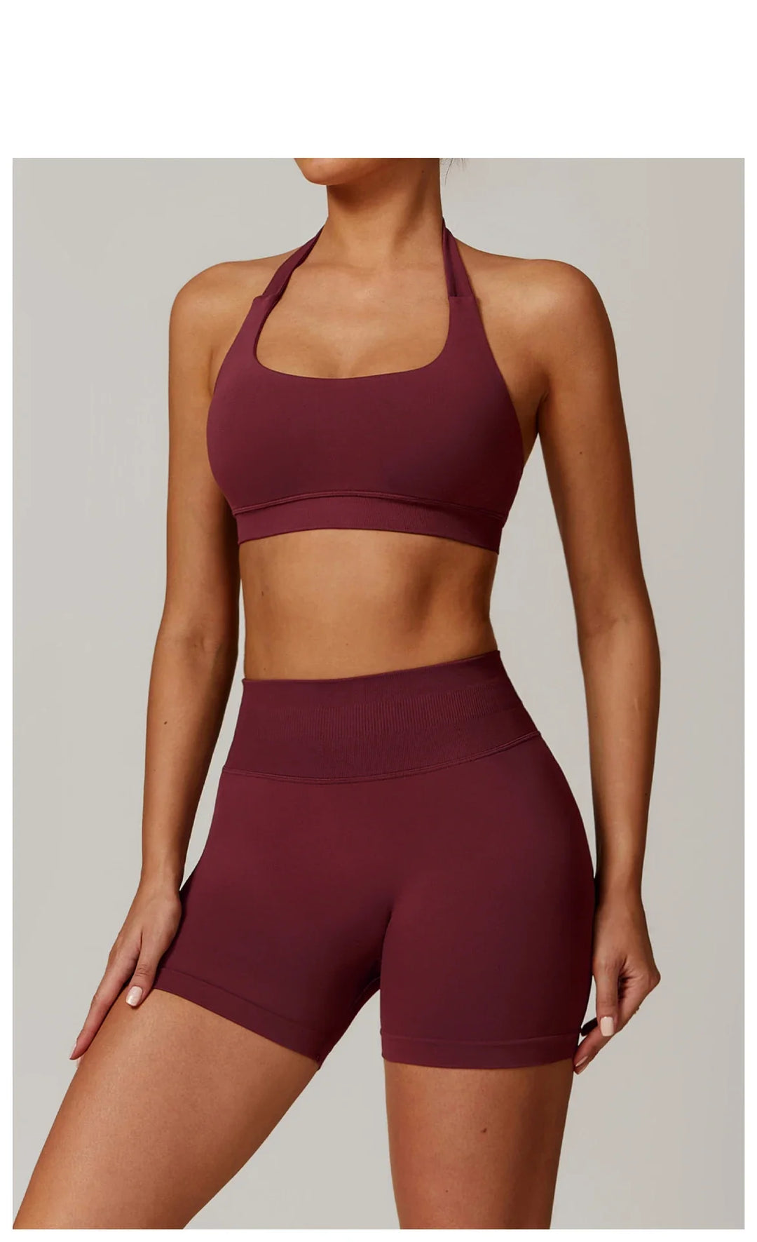 Seamless Halter Open Back Sports Bra