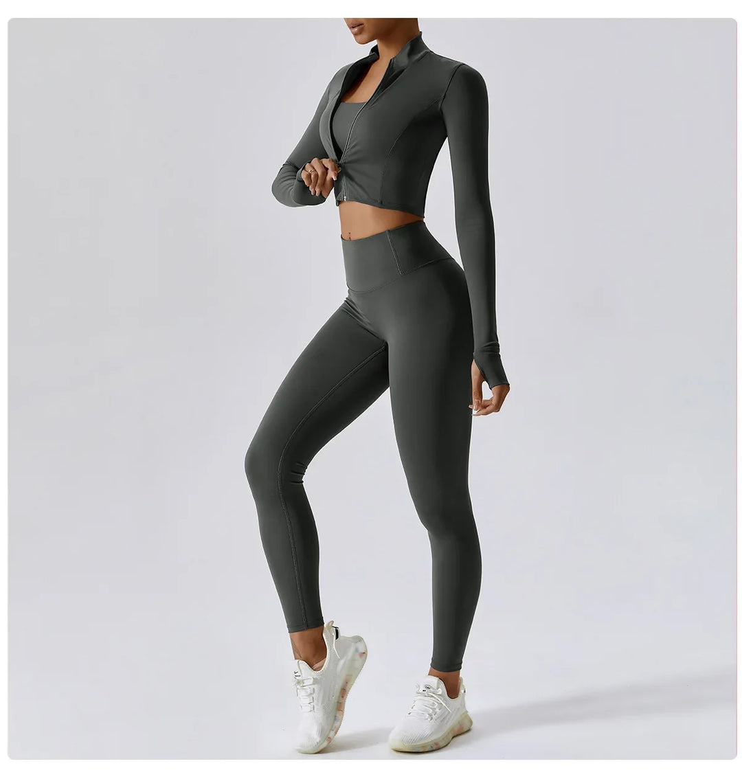 Zipper Yoga Sportswear Set for Women