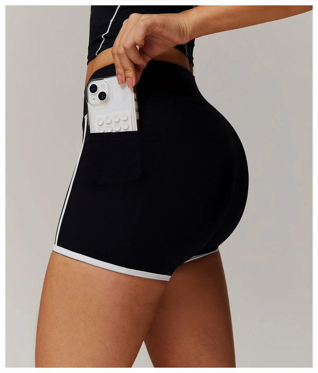 Elastic Yoga Shorts High Waist With pocket