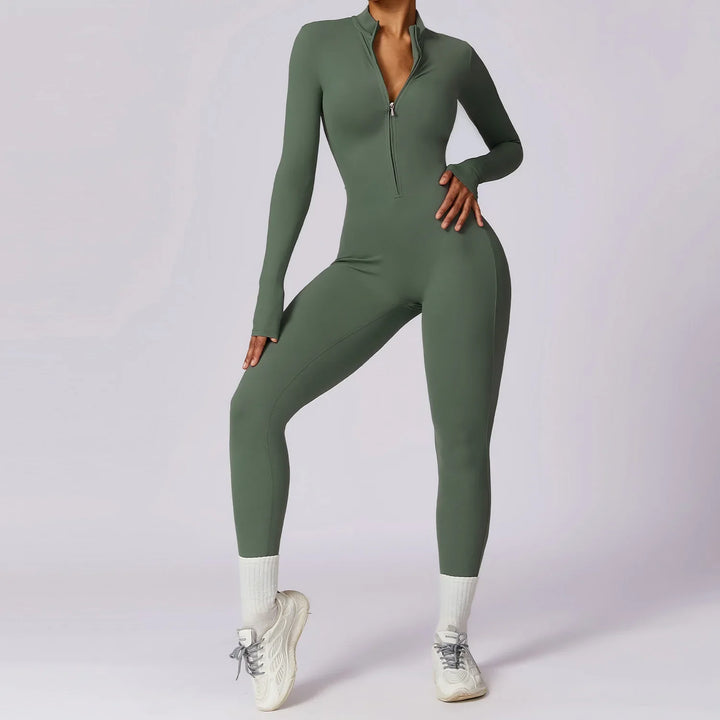 Long Sleeved Zipper Training Jumpsuit