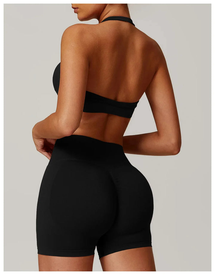 Seamless Halter Open Back Sports Bra