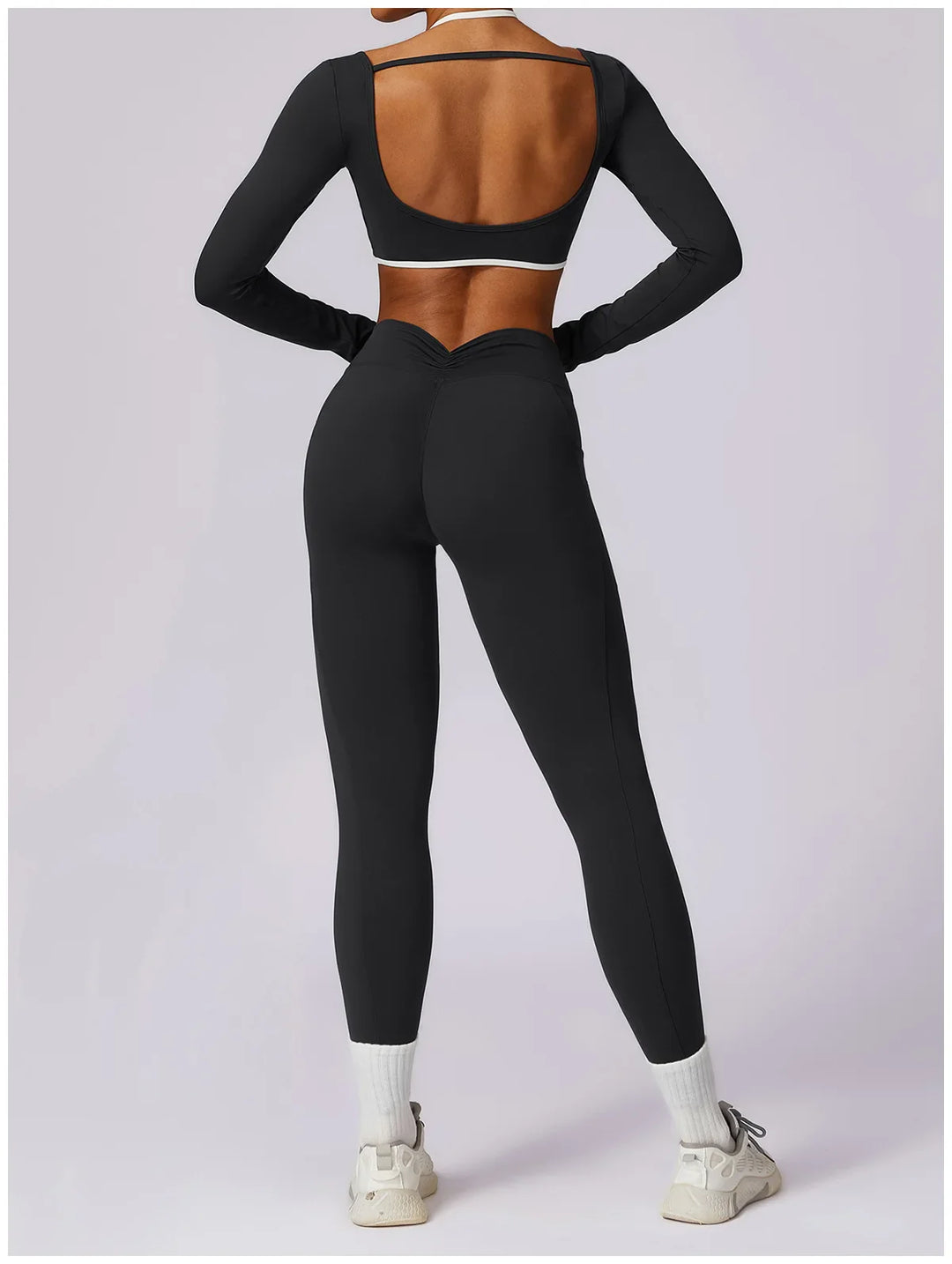 Tracksuit Push Up Long Sleeve Crop Top With hight Waist Leggings 2PCS Set