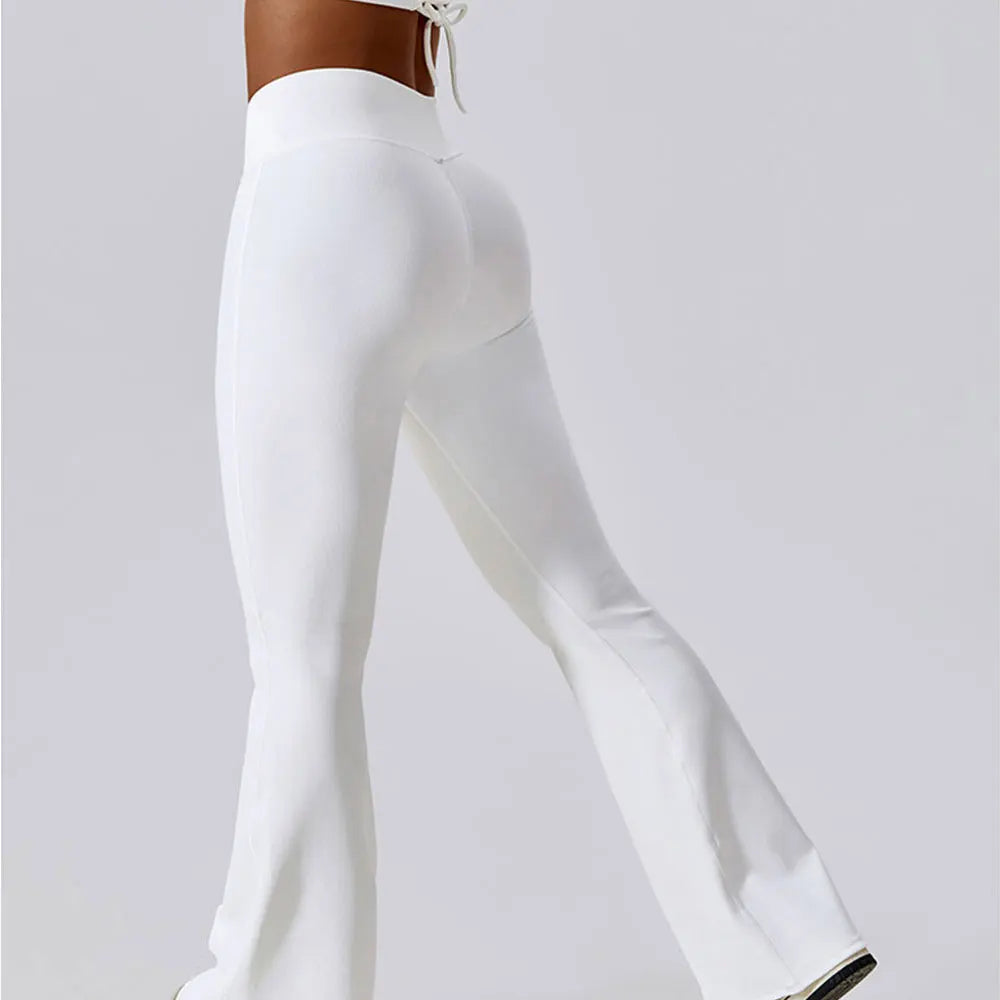 Cross Waist Head  High Waist Fitness Flare Leggings