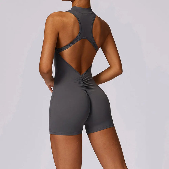 Stretch Training Zipper Sportswear Jumpsuit