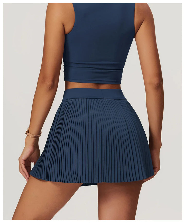 High Waist Women Pleated  Pocketed Tennis Short Skirts