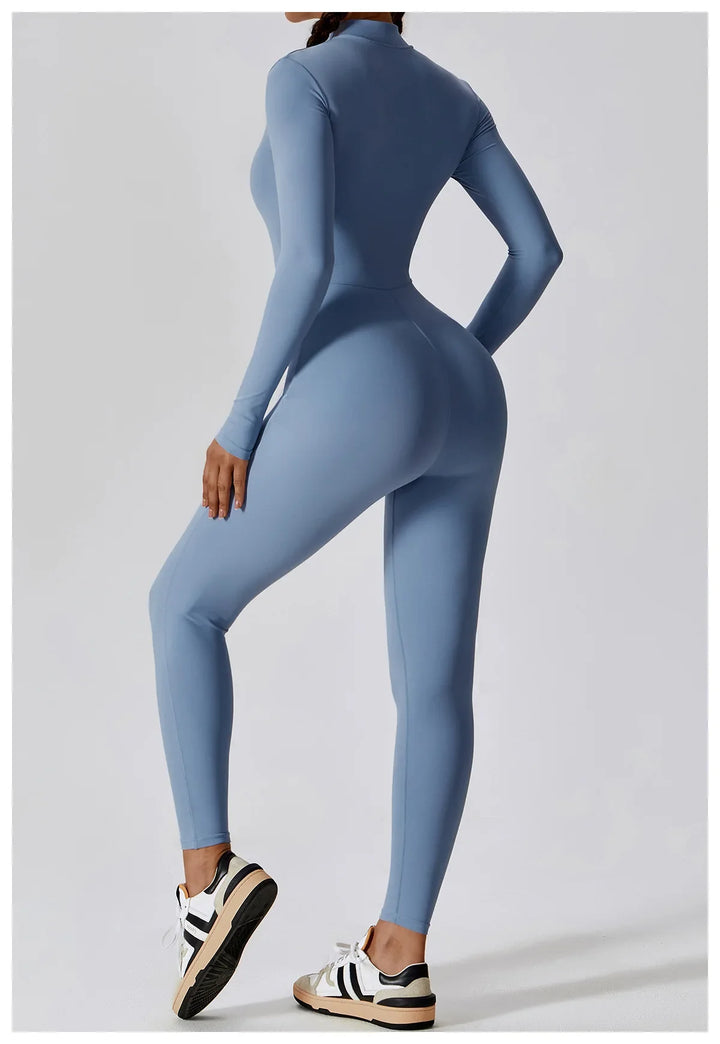 Long Sleeved Zipper Training Jumpsuit