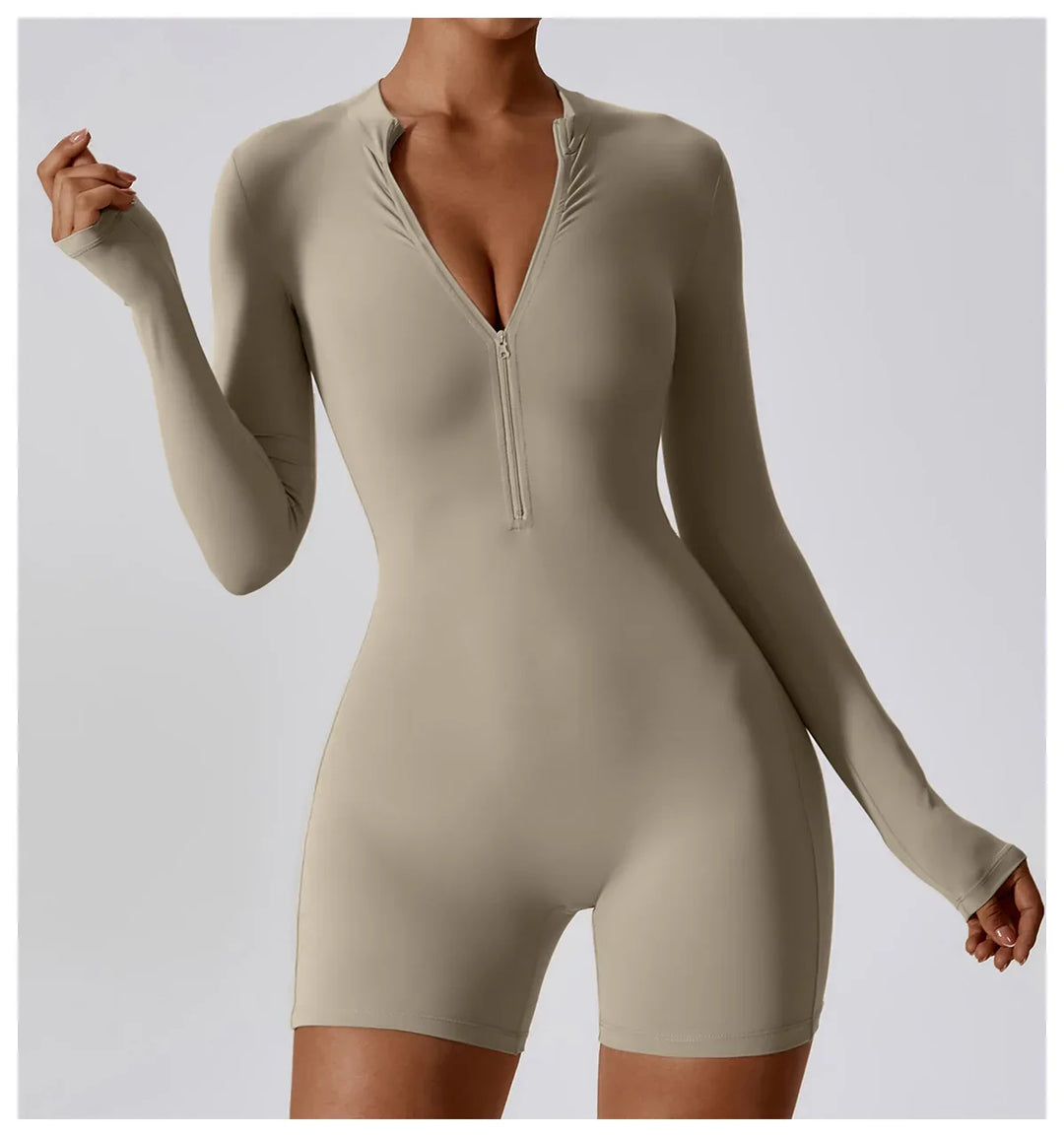 Long Sleeved Zipper Yoga Jumpsuit