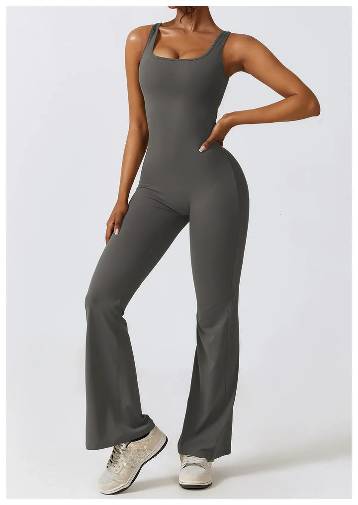 One-Piece Stretch V Back Jumpsuit